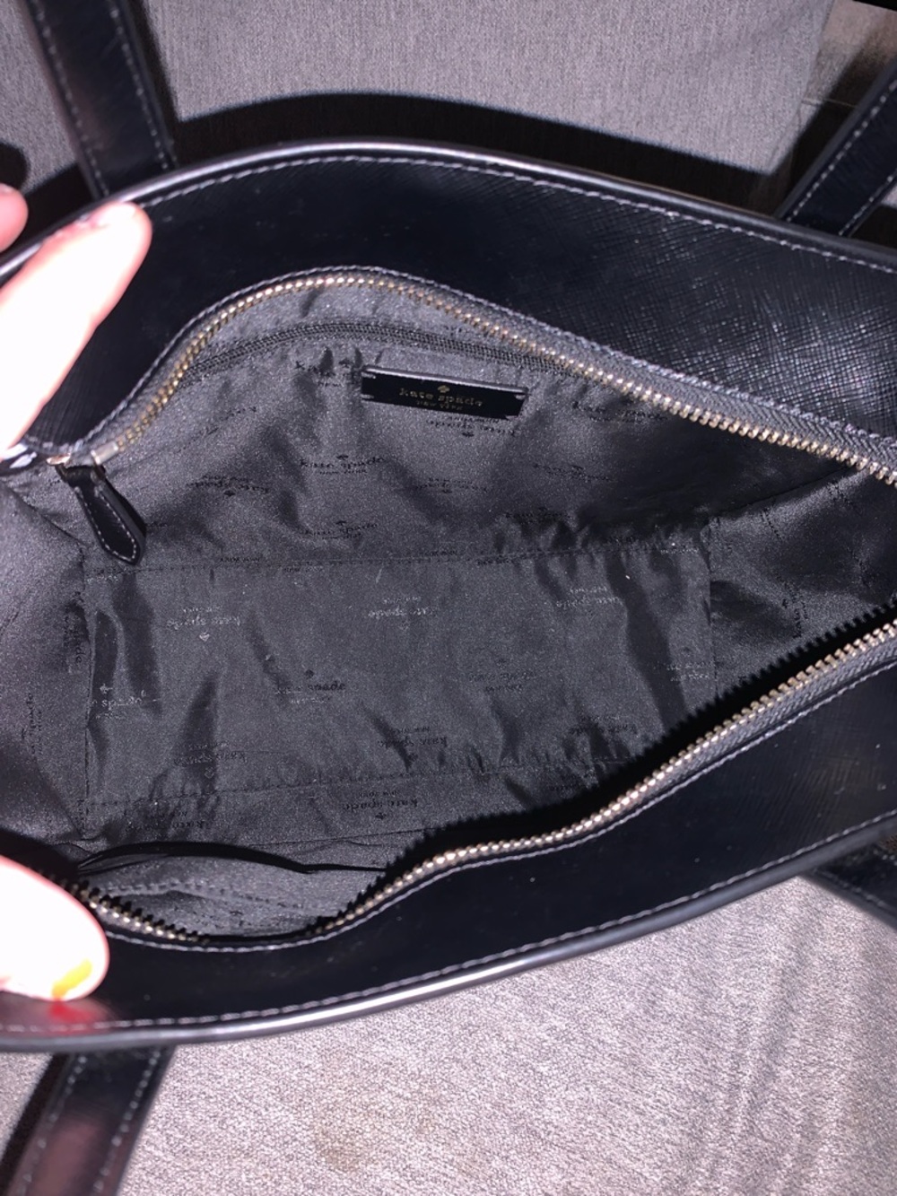 Kate Spade Staci Medium Black Saffiano Leather Tote Bag Classic Everyday Handbag - Picture 7 of 8